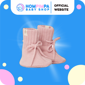 Knitted Booties In Wool Blush Pink